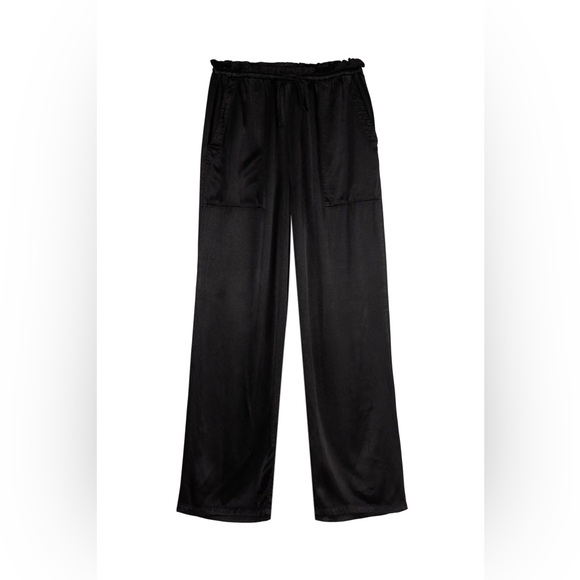 LACAUSA Uma Black Satin Pants Size Medium - Picture 3 of 4